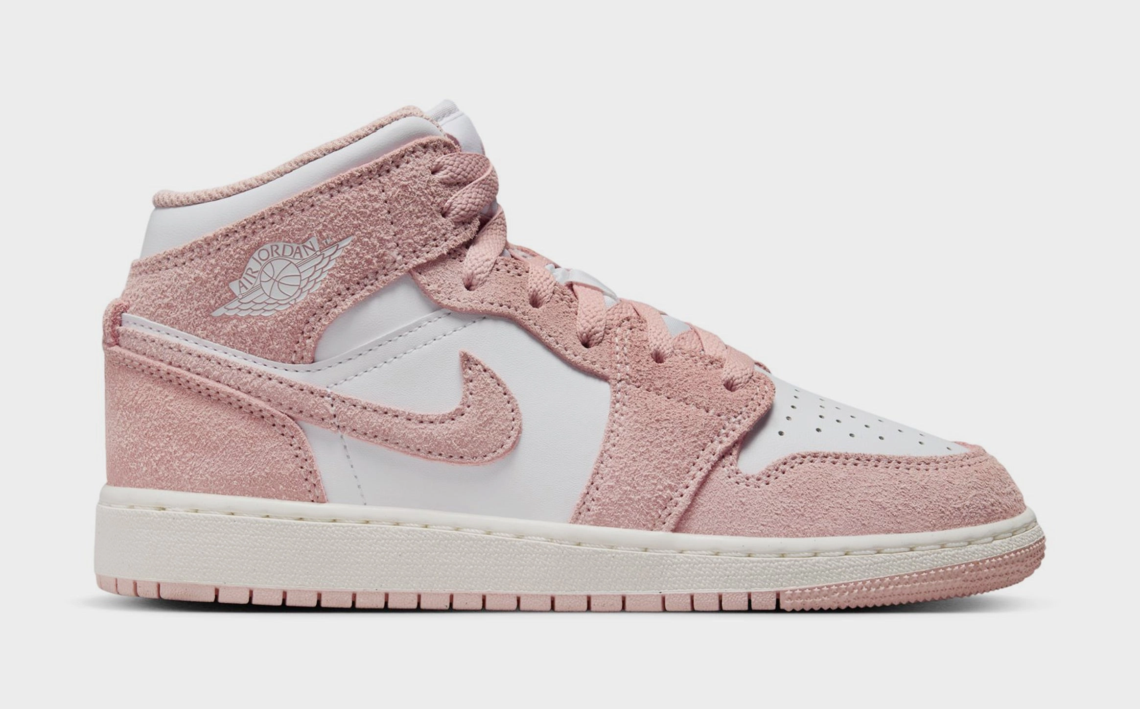Air Jordan 1 Mid SE Grade School Lifestyle Shoes (White/Legend Pink/Sail) Air Jordan 1 classic shoes for streetwear looks