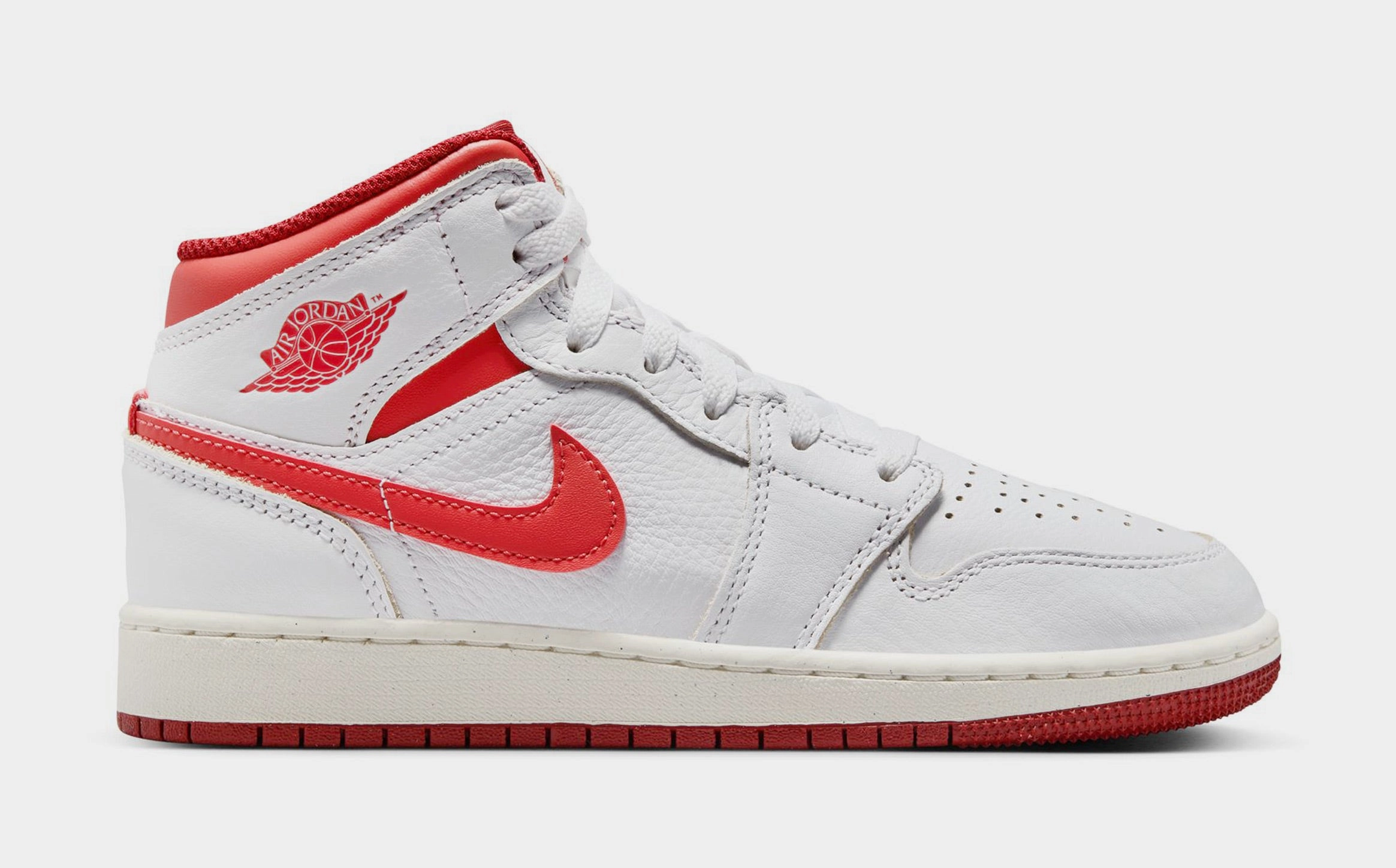 Air Jordan 1 Mid SE Grade School Lifestyle Shoes (White/Lobster Dune) Air Jordan 1 classic shoes for streetwear looks