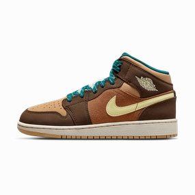 Air Jordan 1 Mid SE GS 'Cacao Wow' Air Jordan 1 sneakers with heritage court style