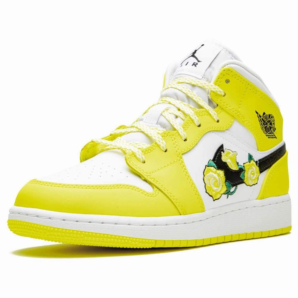 Air Jordan 1 Mid SE GS 'Rose Patch - Dynamic Yellow' Air Jordan 1 Mid streetwear shoes