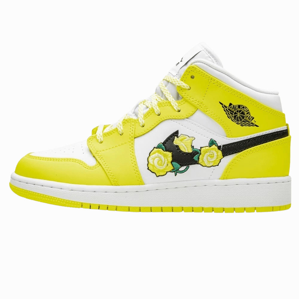 Air Jordan 1 Mid SE GS 'Rose Patch - Dynamic Yellow' Air Jordan 1 Mid versatile shoes for daily wear