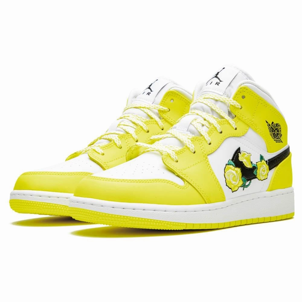 Air Jordan 1 Mid SE GS 'Rose Patch - Dynamic Yellow' Air Jordan 1 Mid streetwear shoes