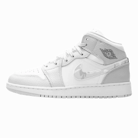 Air Jordan 1 Mid SE GS 'Swoosh Logo - Grey Camo' Air Jordan 1 timeless sneakers for Jordan fans