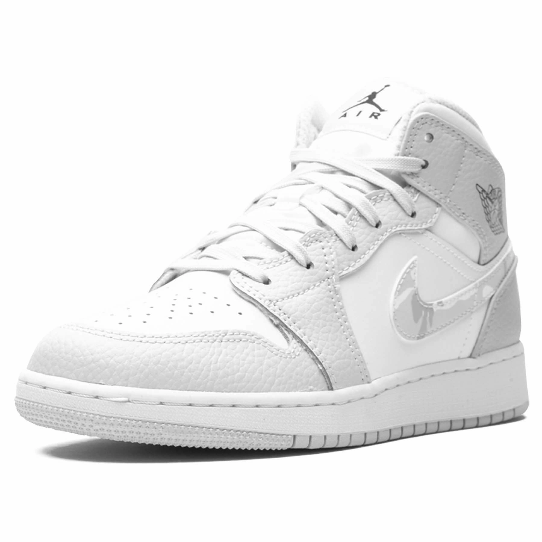 Air Jordan 1 Mid SE GS 'Swoosh Logo - Grey Camo' Air Jordan 1 vintage style sneakers