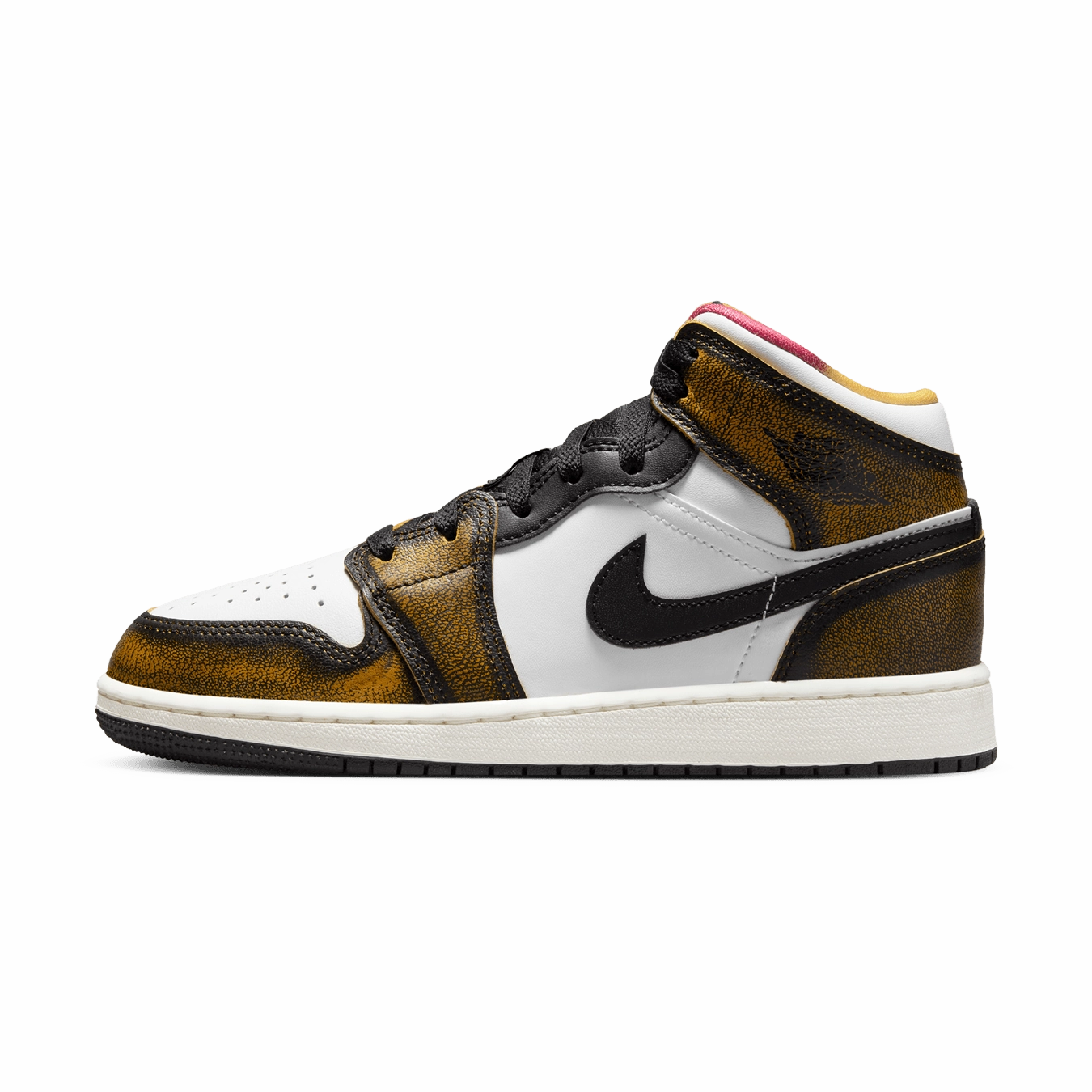 Air Jordan 1 Mid SE GS 'Wear-Away - Taxi' Air Jordan 1 sneakers with heritage court style