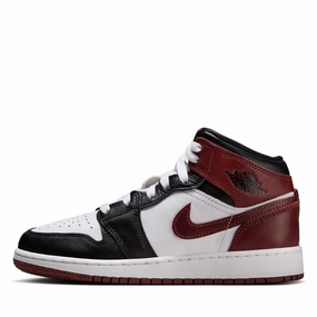 Air Jordan 1 Mid SE (GS) - White/Dark Pony Air Jordan signature sneakers