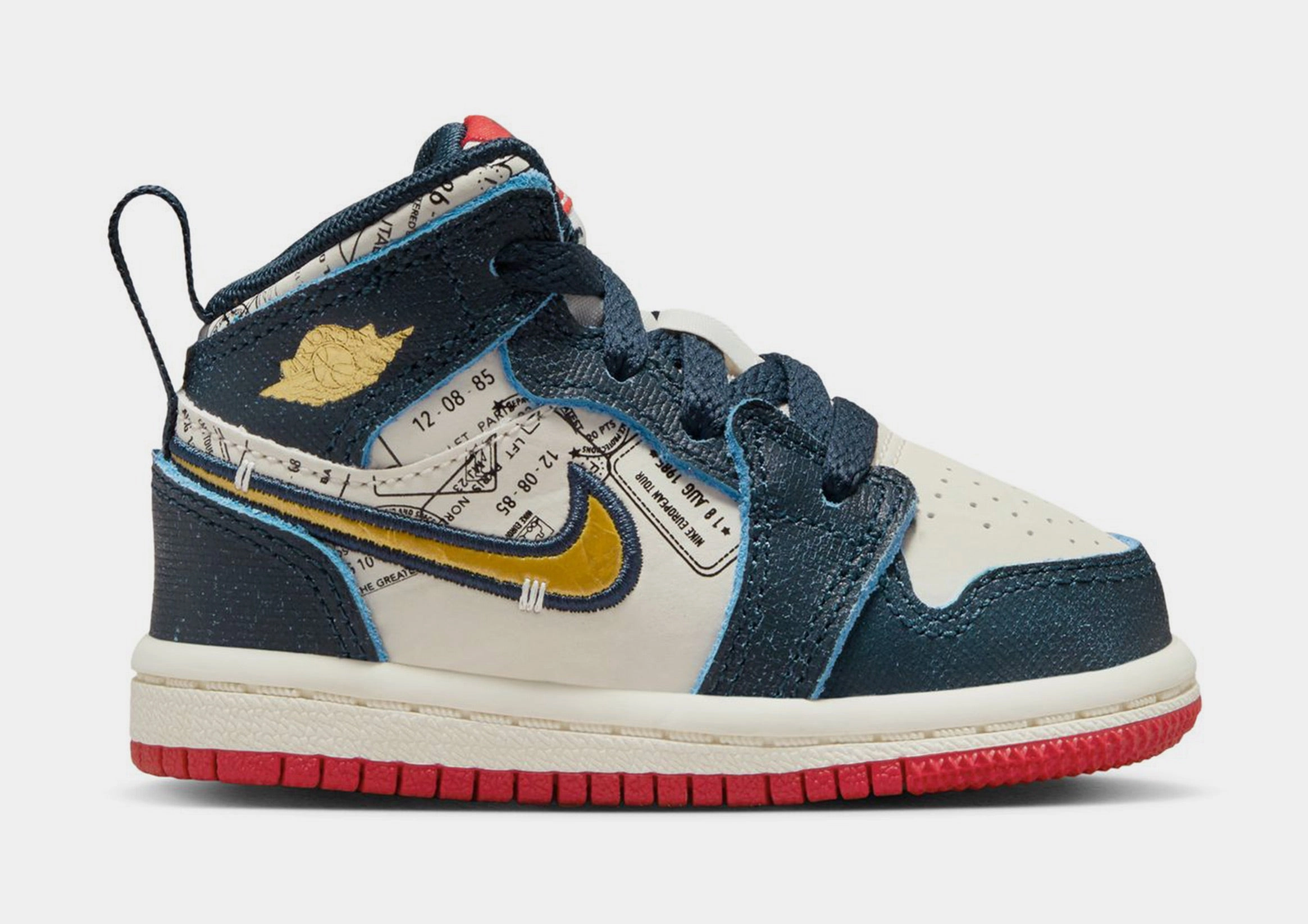 Air Jordan 1 Mid SE Infant Toddler Lifestyle Shoes (Armory Navy/Metallic Gold/Pale Ivory) Air Jordan 1 classic shoes for streetwear looks