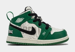 Air Jordan 1 Mid SE Infant Toddler Lifestyle Shoes (White/Green) Air Jordan 1 classic shoes for streetwear looks