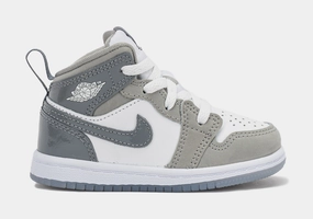 Air Jordan 1 Mid SE Infant Toddler Lifestyle Shoes (White/Grey) Air Jordan 1 classic shoes for streetwear looks