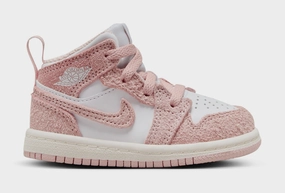 Air Jordan 1 Mid SE Infant Toddler Lifestyle Shoes (White/Legend Pink/Sail) Air Jordan 1 classic shoes for streetwear looks