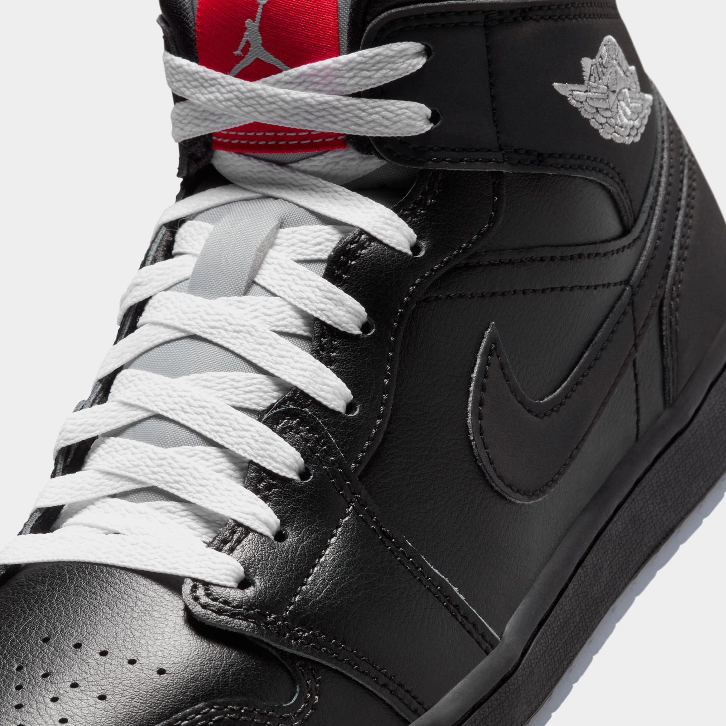 Air Jordan 1 Mid SE Mens Basketball Shoes (Black/Silver Metallic/University Red) Air Jordan 1 original design shoes