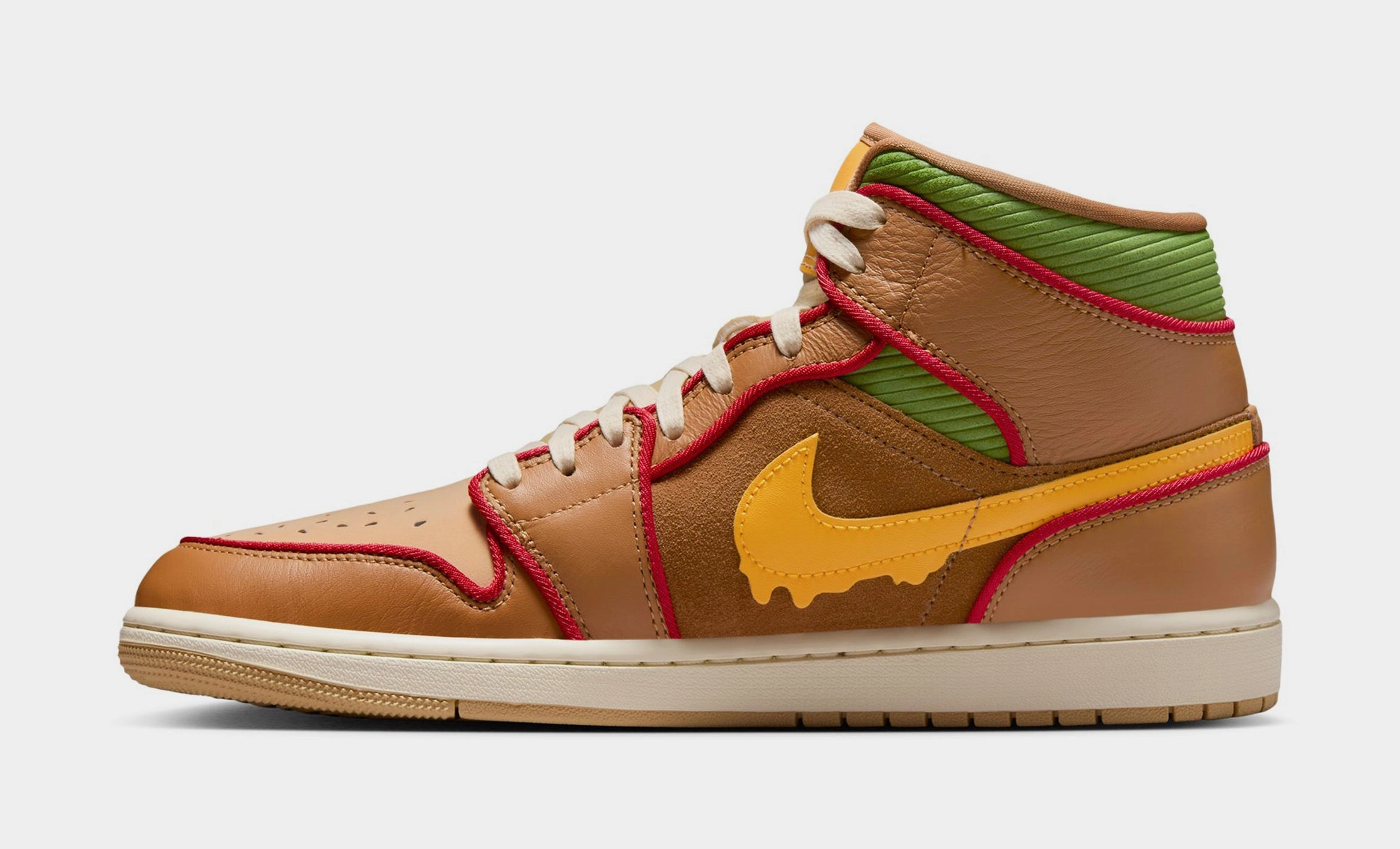 Air Jordan 1 Mid SE Mens Basketball Shoes (Flax/University Gold/Sesame/ Coconut Milk) Air Jordan 1 original design shoes