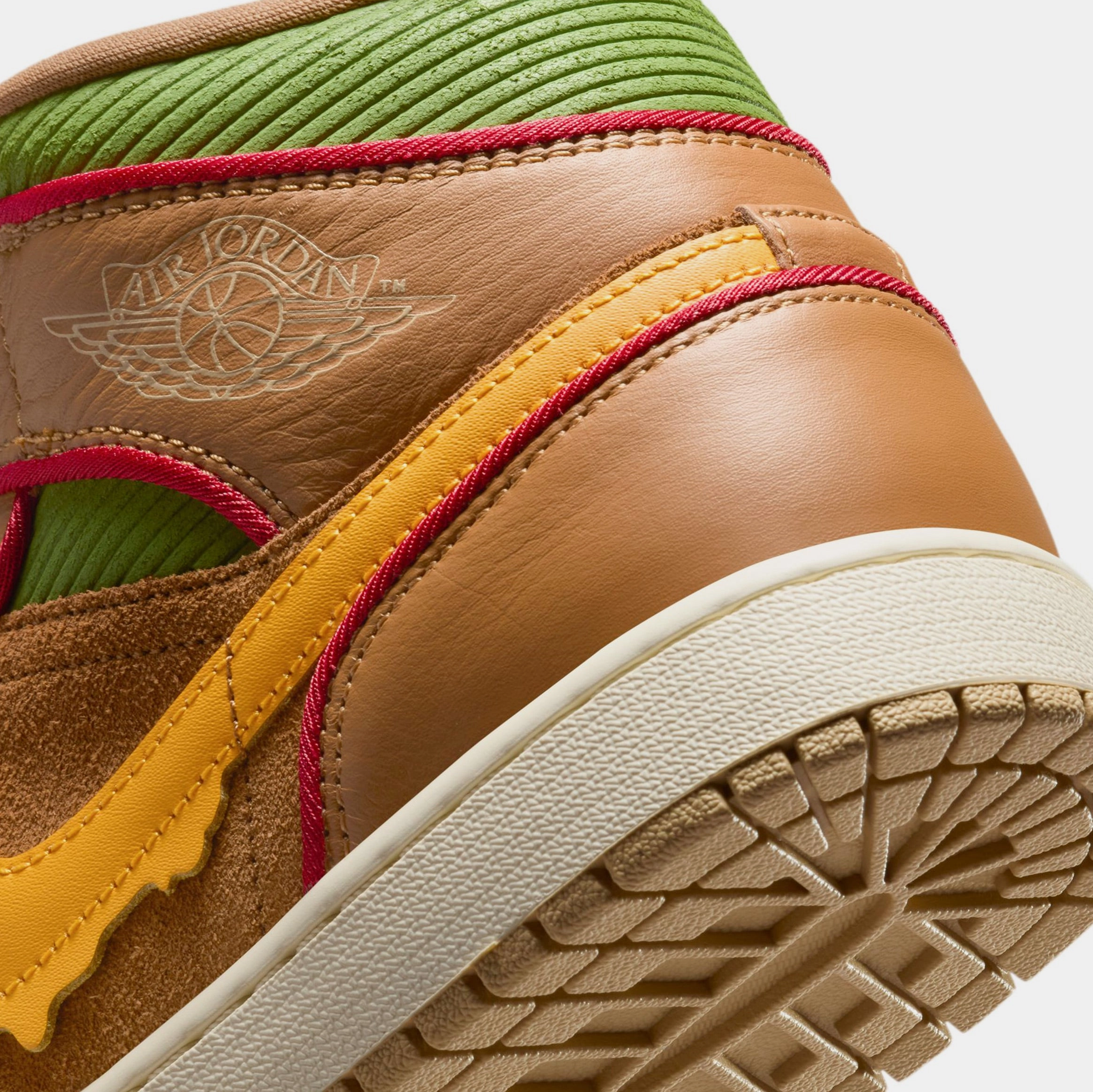 Air Jordan 1 Mid SE Mens Basketball Shoes (Flax/University Gold/Sesame/ Coconut Milk) Air Jordan 1 original design shoes
