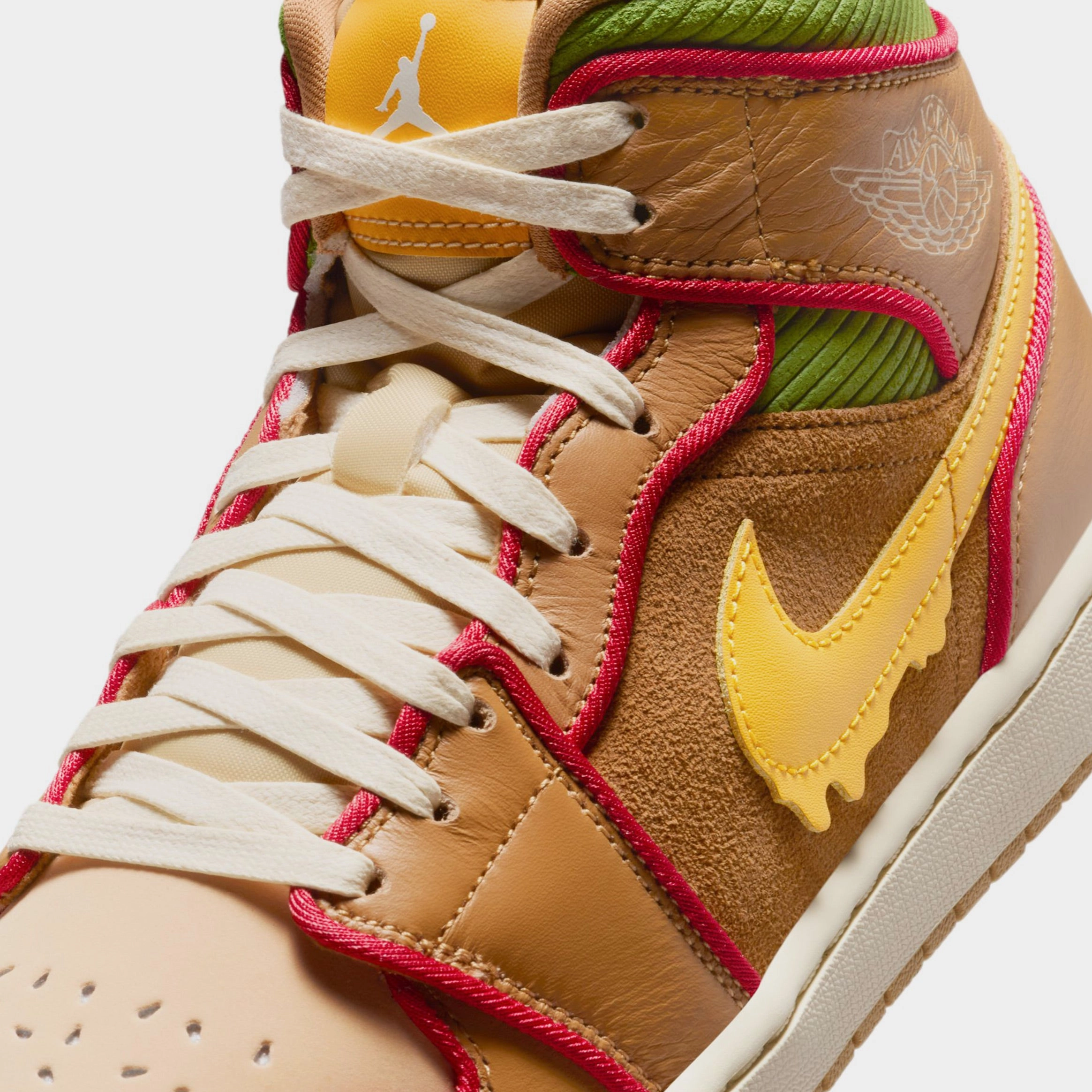 Air Jordan 1 Mid SE Mens Basketball Shoes (Flax/University Gold/Sesame/ Coconut Milk) Air Jordan 1 original design shoes