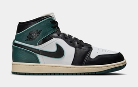 Air Jordan 1 Mid SE Oxidized Green Womens Lifestyle Shoes (White/Light Dew/Oxidized Green/Black) Air Jordan 1 classic shoes for streetwear looks