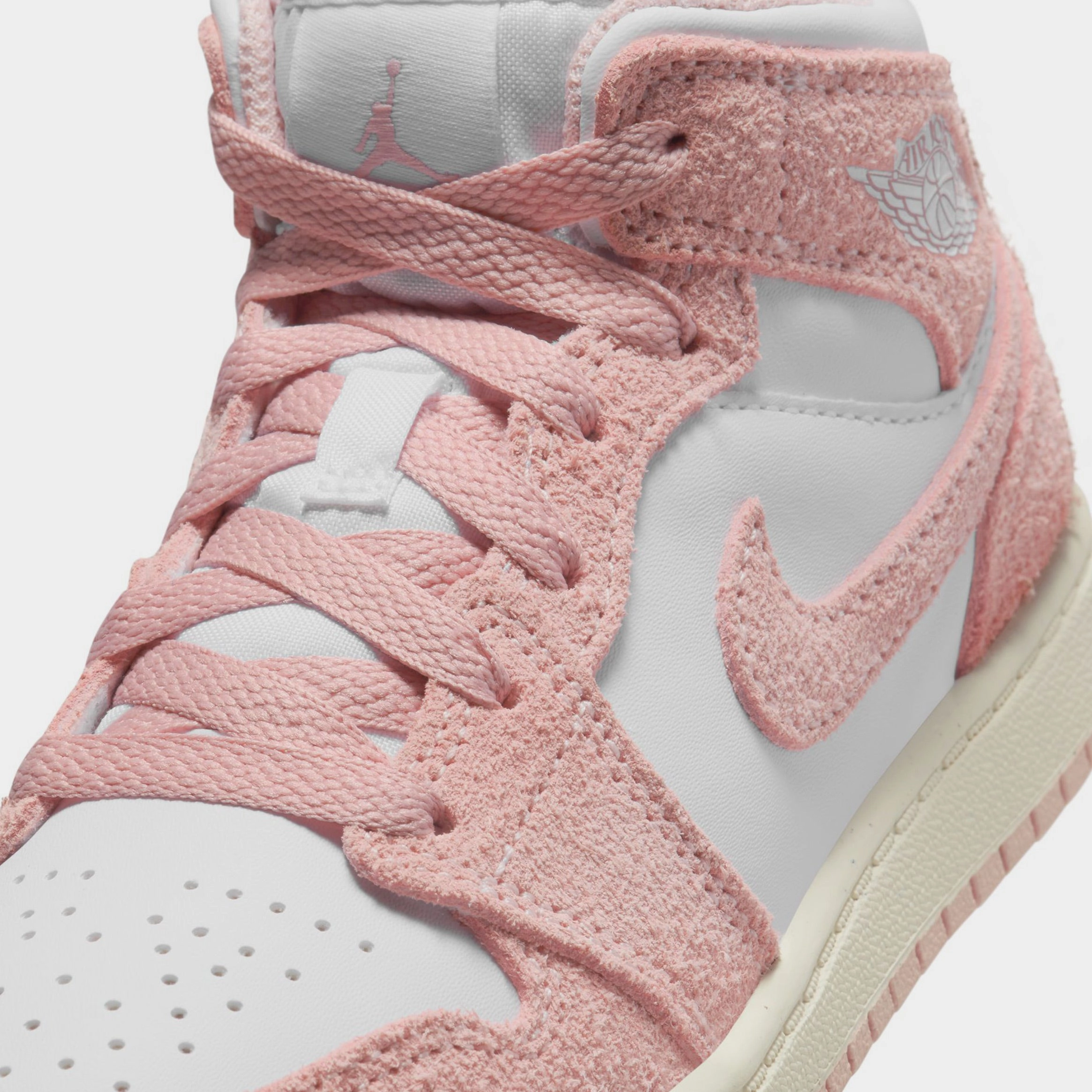 Air Jordan 1 Mid SE Preschool Lifestyle Shoes (White/Legend Pink/Sail) Air Jordan 1 original design shoes