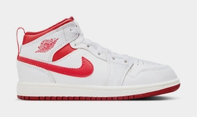 Air Jordan 1 Mid SE Preschool Lifestyle Shoes (White/Lobster Dune/Sail) Air Jordan 1 classic shoes for streetwear looks