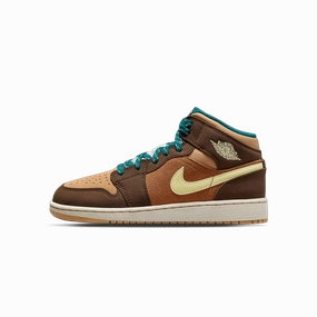 Air Jordan 1 Mid SE PS 'Cacao Wow' Air Jordan 1 sneakers with heritage court style