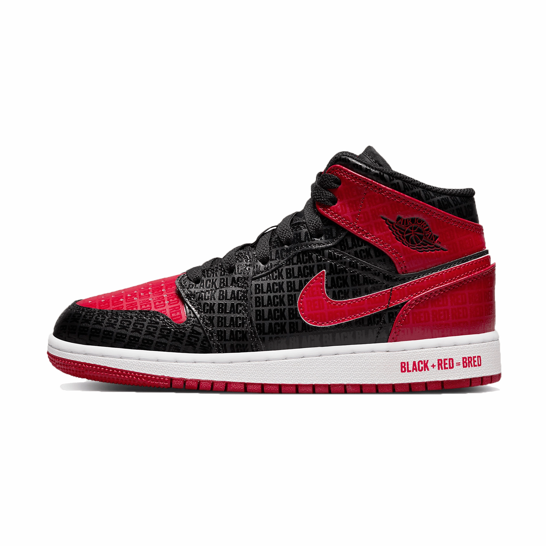 Air Jordan 1 Mid SS GS 'Black   Red = Bred' Air Jordan 1 timeless sneakers for Jordan fans