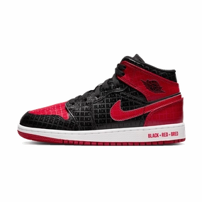Air Jordan 1 Mid SS GS 'Black   Red = Bred' Air Jordan 1 timeless sneakers for Jordan fans