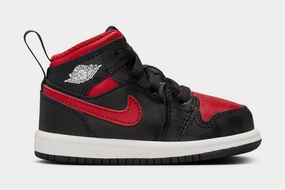 Air Jordan 1 Mid Toddler Basketball Shoes (Black/Varisty Red/Summit White) Air Jordan 1 classic shoes for streetwear looks