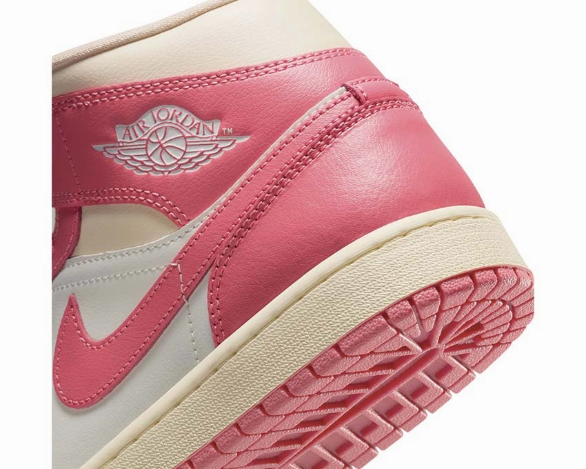 Air Jordan 1 Mid W "Pink Salt" Vintage leather court sneakers