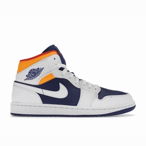 Air Jordan 1 Mid White Laser Orange Deep Royal Blue Air Jordan 1 Mid sneakers with bold retro vibes