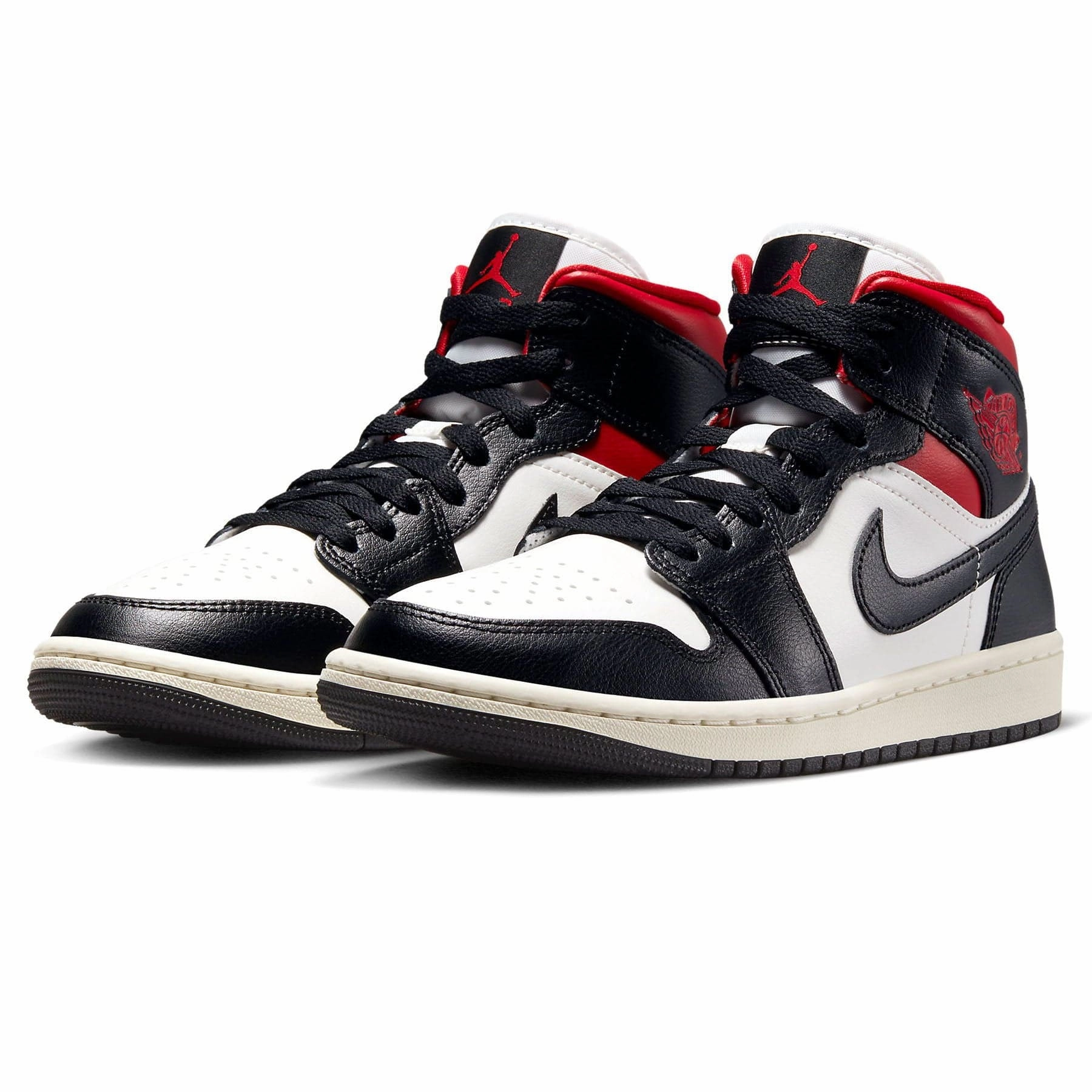 Air Jordan 1 Mid Wmns 'Black Sail Gym Red' Air Jordan 1 vintage style sneakers