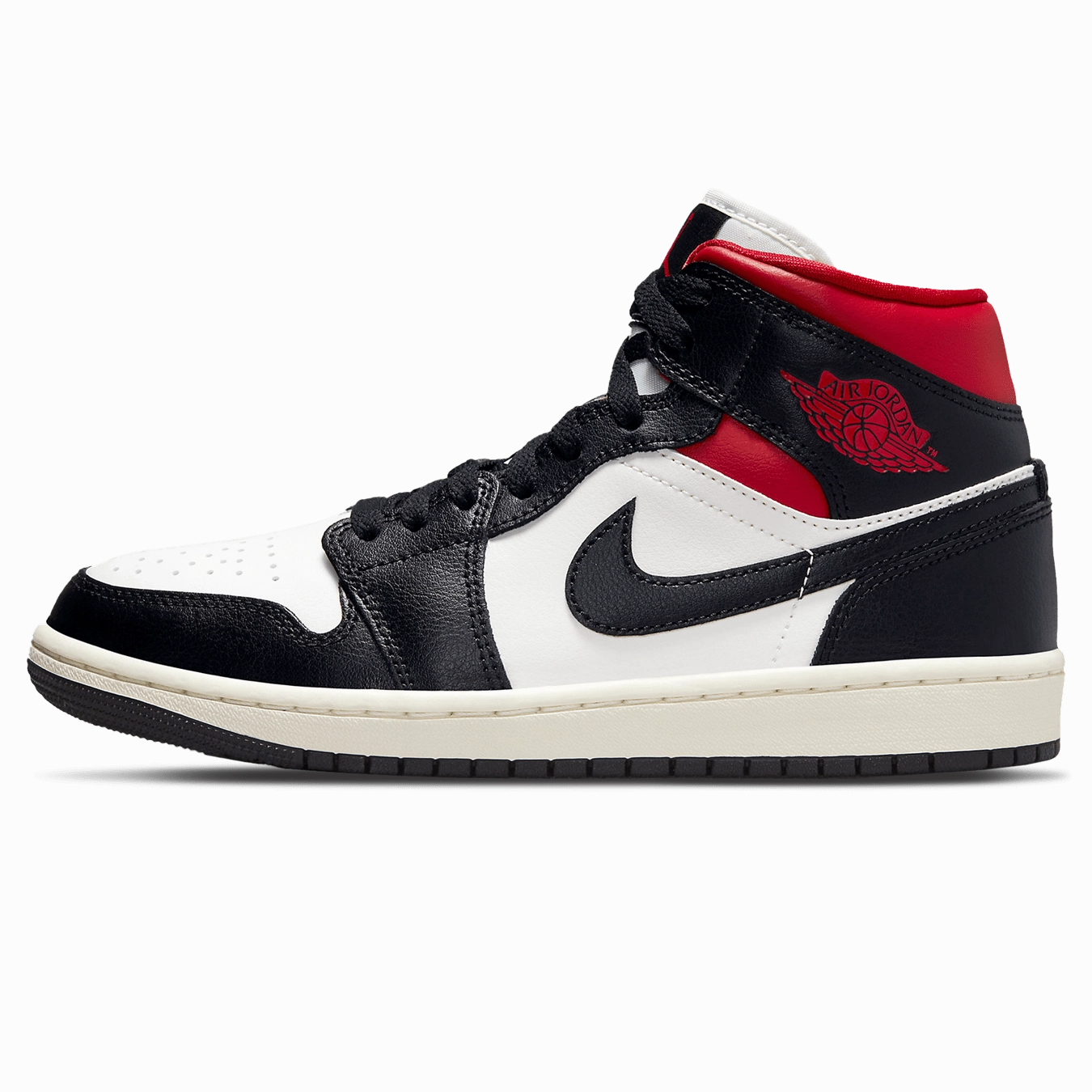 Air Jordan 1 Mid Wmns 'Black Sail Gym Red' Air Jordan 1 timeless sneakers for Jordan fans