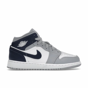 Air Jordan 1 Mid Wolf Gray Midnight Navy Air Jordan 1 Mid sneakers with bold retro vibes