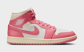 Air Jordan 1 Mid Womens Lifestyle Shoes (Sail/Guava Ice/Muslin/Pink Salt) Air Jordan 1 classic shoes for streetwear looks