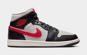 Air Jordan 1 Mid Womens Lifestyle Shoes (Sail/Off Noir/White/Gym Red) Air Jordan 1 classic shoes for streetwear looks