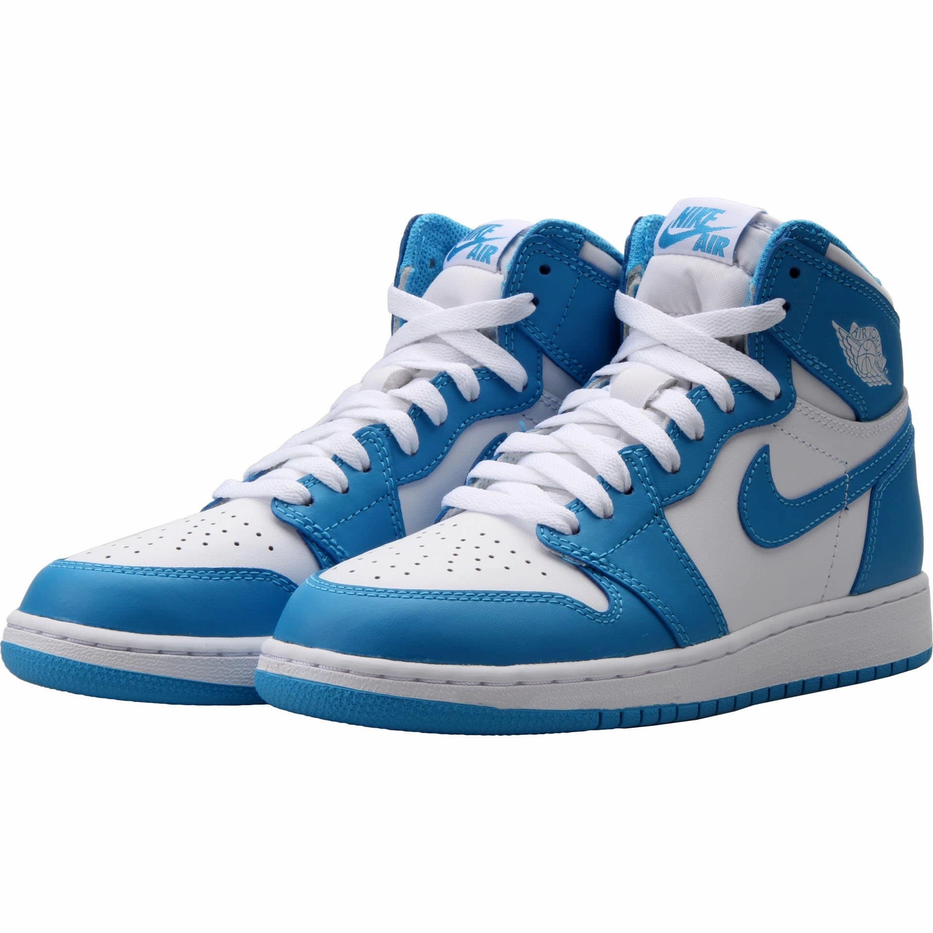 Air Jordan 1 Retro High OG Grade School (White-Powder Blue) Air Jordan 1 vintage style sneakers