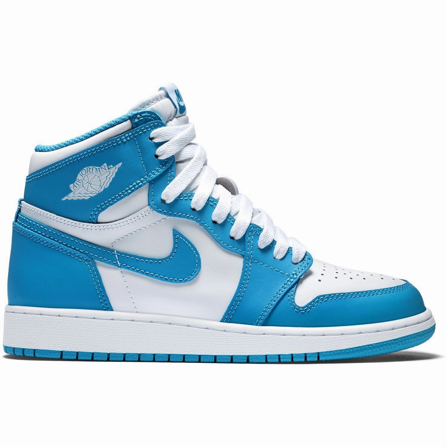 Air Jordan 1 Retro High OG Grade School (White-Powder Blue) Air Jordan 1 vintage style sneakers