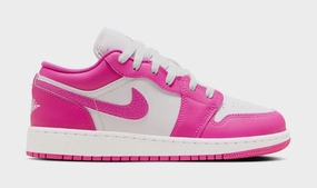 Air Jordan 1 Retro Low Grade School Lifestyle Shoes (Fire Pink/Iris/White) Air Jordan 1 classic shoes for streetwear looks