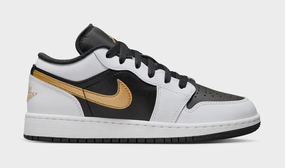 Air Jordan 1 Retro Low Grade School Lifestyle Shoes (White/White/Black) Air Jordan 1 classic shoes for streetwear looks