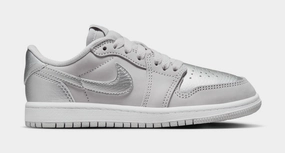 Air Jordan 1 Retro Low OG Metallic Silver Preschool Lifestyle Shoes (Neutral Grey/Metallic Silver/White) Air Jordan 1 classic shoes for streetwear looks