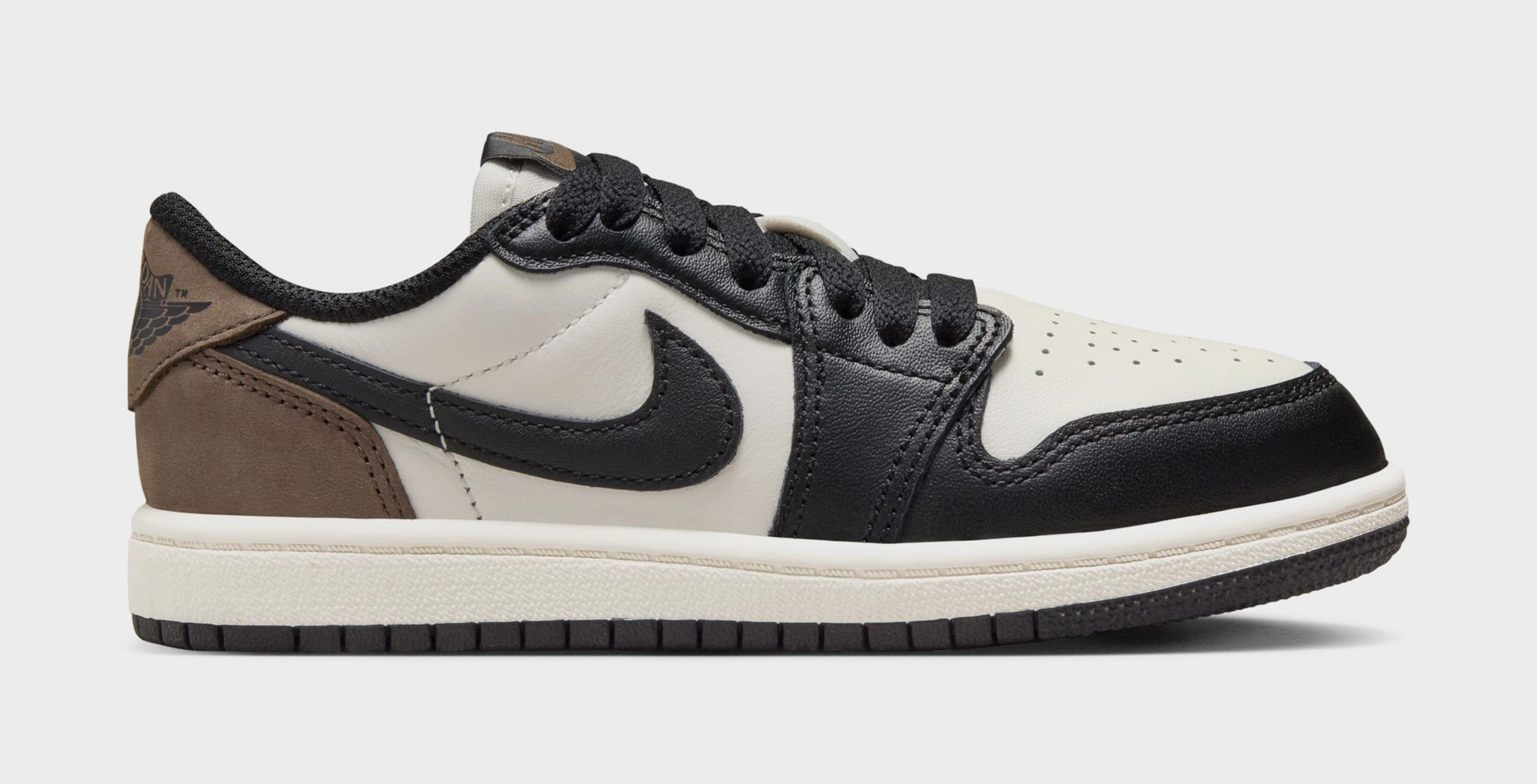 Air Jordan 1 Retro Low OG Mocha Preschool Lifestyle Shoes (Sail/Black/Dark Mocha) Air Jordan 1 classic shoes for streetwear looks