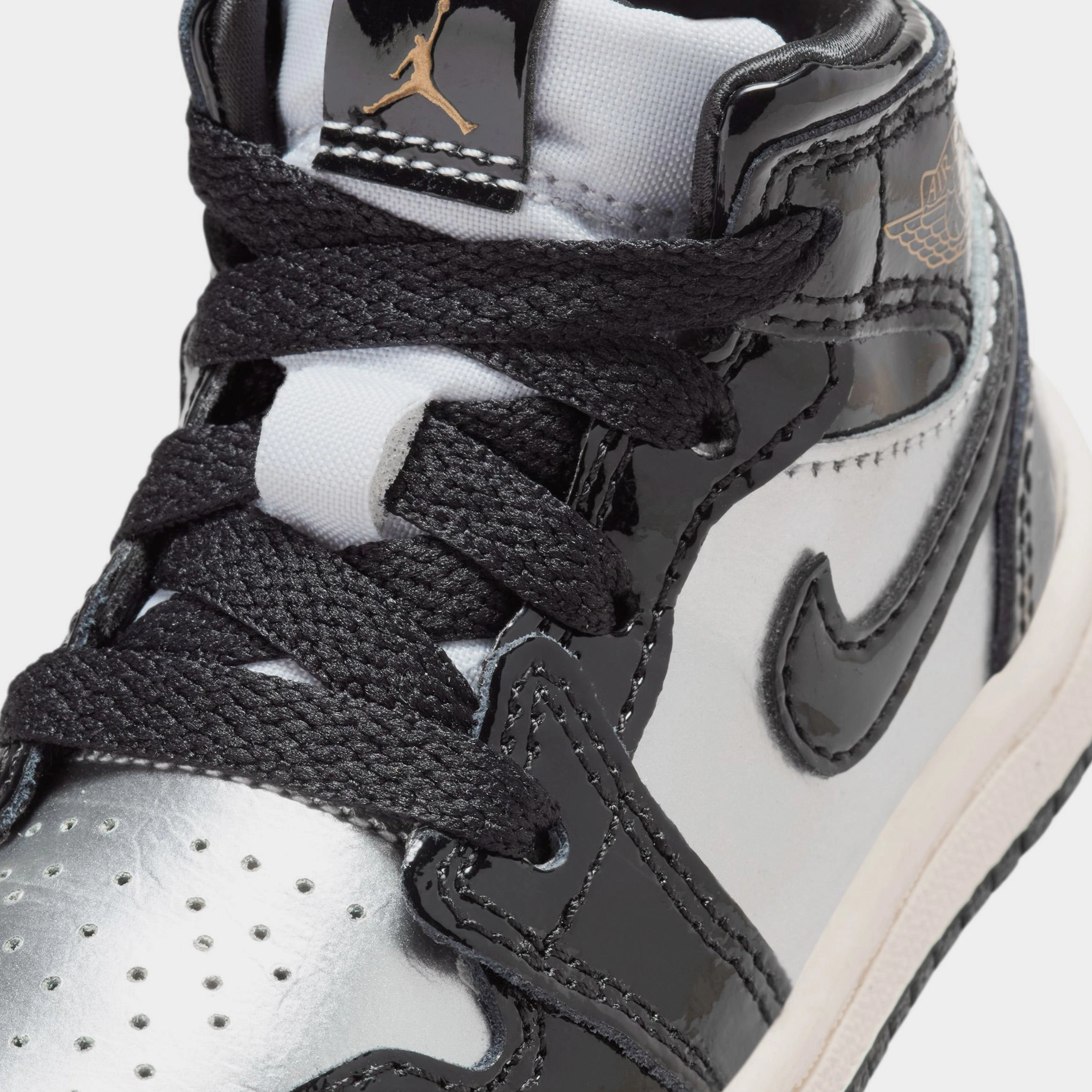 Air Jordan 1 Retro Mid Black Metallic Infant Toddler Lifestyle Shoes (Black/Metallic Silver/Sail/Metallic Gold) Air Jordan 1 original design shoes