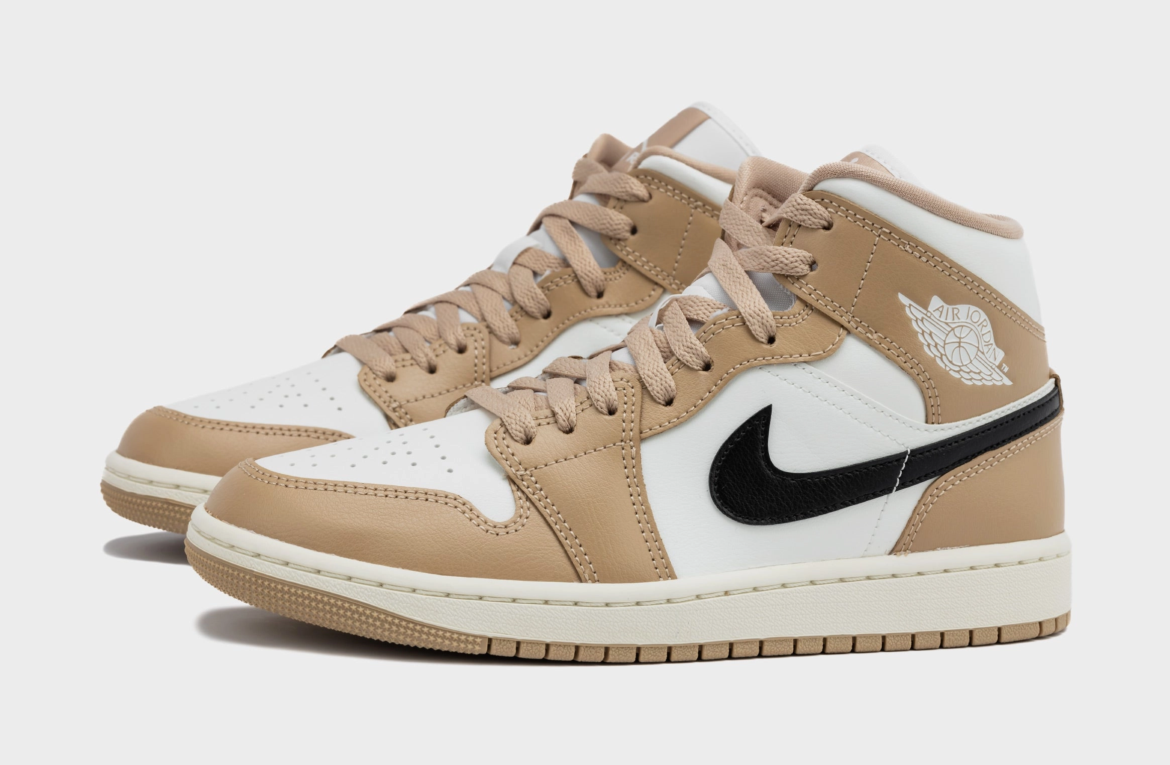 Air Jordan 1 Retro Mid Desert Womens Lifestyle Shoes (Sail/White) Air Jordan 1 original design shoes