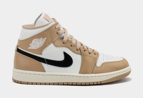 Air Jordan 1 Retro Mid Desert Womens Lifestyle Shoes (Sail/White) Air Jordan 1 classic shoes for streetwear looks