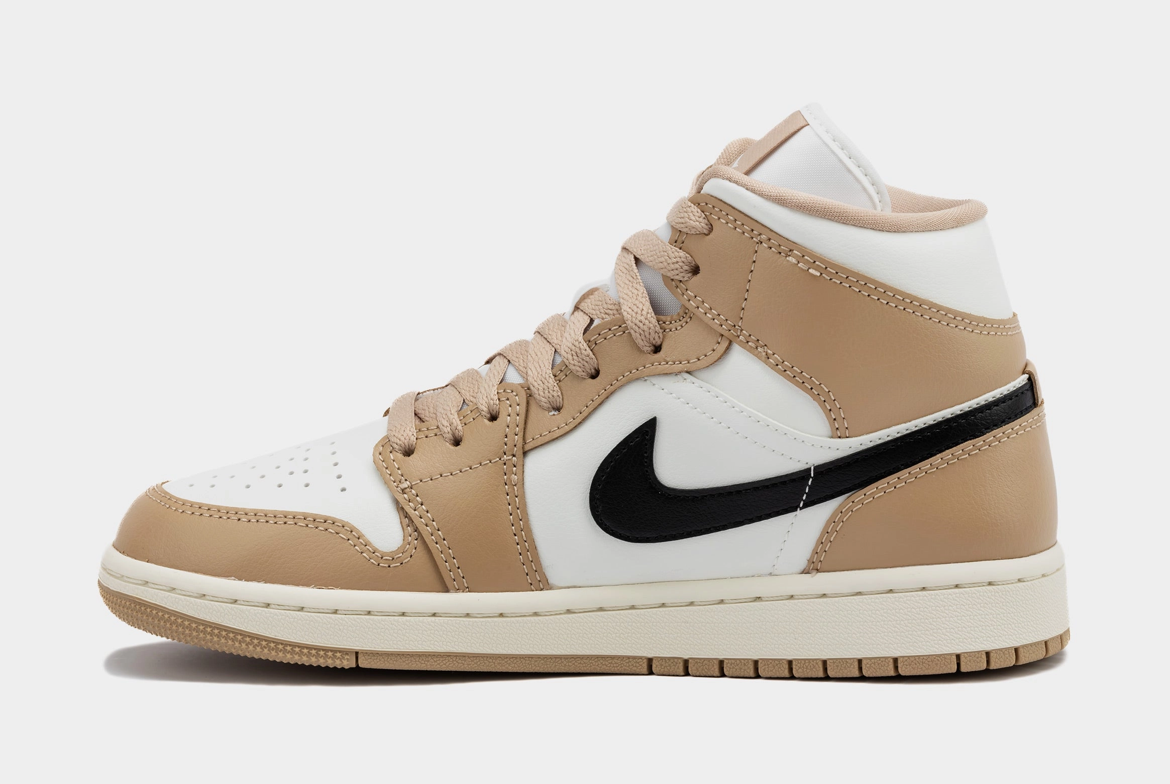 Air Jordan 1 Retro Mid Desert Womens Lifestyle Shoes (Sail/White) Air Jordan 1 original design shoes