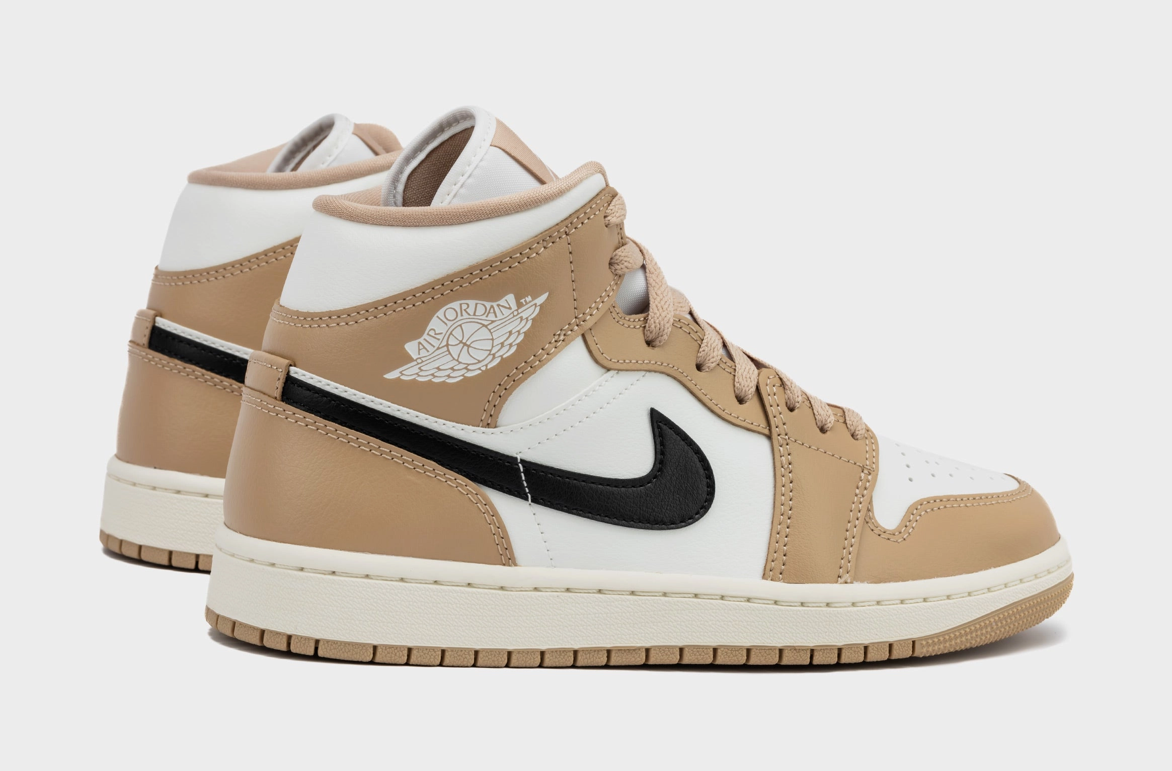 Air Jordan 1 Retro Mid Desert Womens Lifestyle Shoes (Sail/White) Air Jordan 1 original design shoes