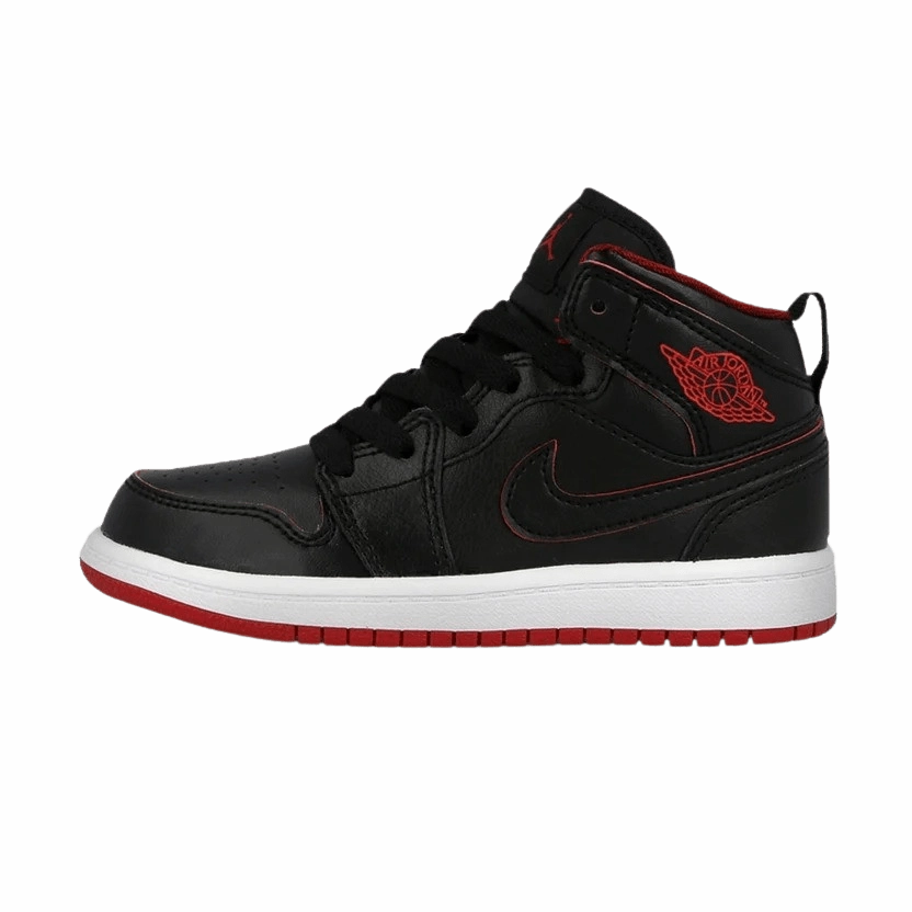 Air Jordan 1 Retro Mid GS 'Black Gym Red' Air Jordan 1 sneakers with heritage court style