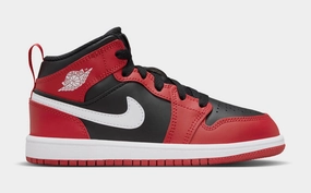 Air Jordan 1 Retro Mid Gym Red Preschool Lifestyle Shoes (Black/Gym Red/White) Air Jordan 1 classic shoes for streetwear looks