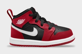 Air Jordan 1 Retro Mid Infant Toddler Lifestyle Shoes (Black/Gym Red) Air Jordan 1 classic shoes for streetwear looks