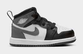 Air Jordan 1 Retro Mid Infant Toddler Lifestyle Shoes (Black/White/Iron Grey) Air Jordan 1 classic shoes for streetwear looks