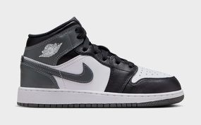Air Jordan 1 Retro Mid Iron Grey Grade School Lifestyle Shoes (Black/White/Iron Grey) Air Jordan 1 classic shoes for streetwear looks