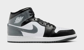 Air Jordan 1 Retro Mid Iron Grey Mens Lifestyle Shoes (Black/Iron Grey/White) Air Jordan 1 classic shoes for streetwear looks