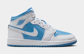 Air Jordan 1 Retro Mid Legend Blue Grade School Lifestyle Shoes (White/Legend Blue) Air Jordan 1 classic shoes for streetwear looks